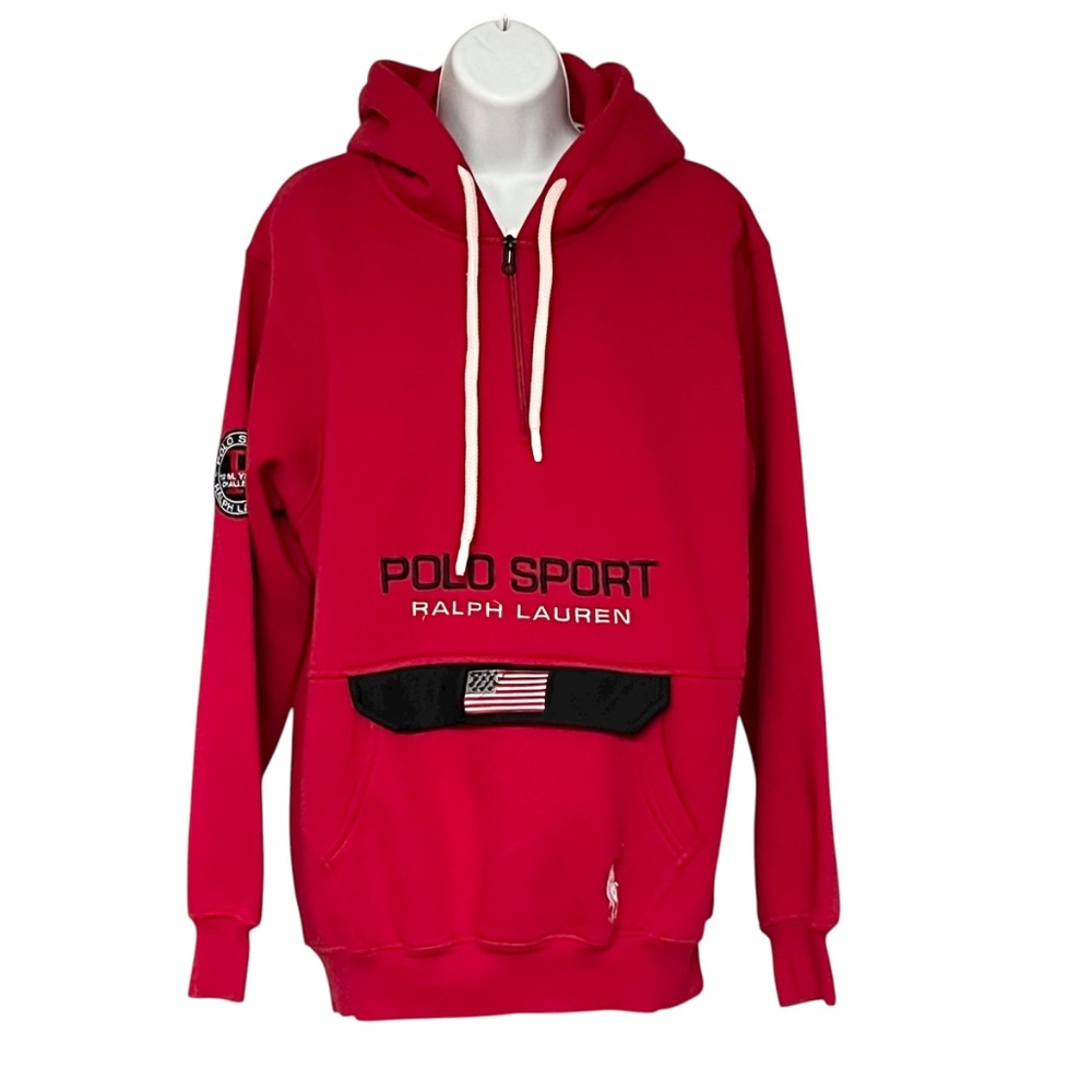 Polo Sport Ralph Lauren Hoodie Red Pull On Size XXL 1/4 Zip 12m Yacht Challenge